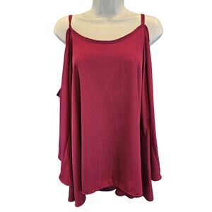 NWOT maroon peek a book shoulder top lined career casual 0 (S) mature blouse